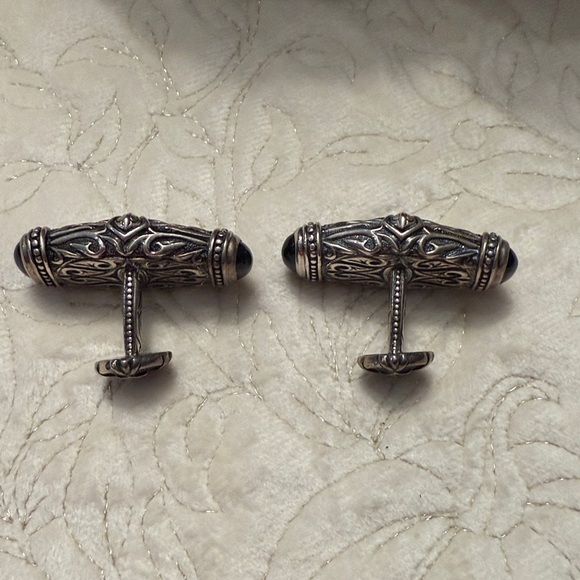 Scott Kay Sterling Silver and Black Onyx cuff links - Picture 5 of 10